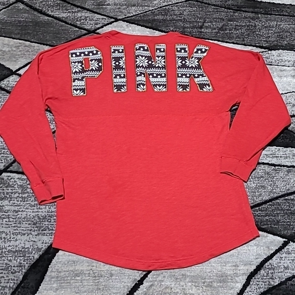 VS PINK 2015 CAMPUS GOLD BLING SEQUINS LOGO CREW SWEATSHIRT